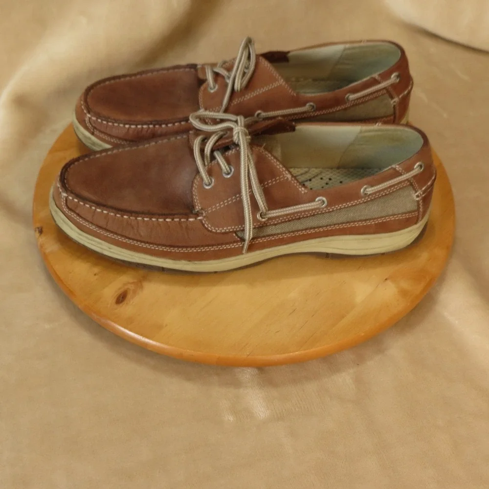 Dockers Boat Shoes Mens 13M‎ Brown Leather Mesh Nautical Casual Deck Shoes